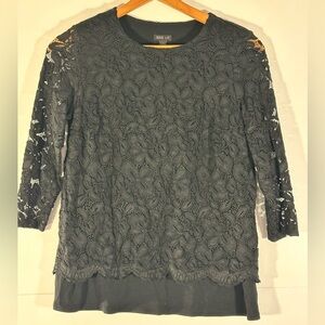 J. Jill Wearever Collection Black Lace Women's Blouse